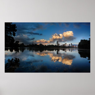 Poster Centre-ville d'Austin Texas Skyline Sunset Ladybir