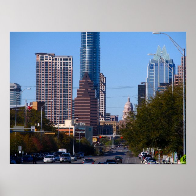 Poster Centre-ville d'Austin, Texas, Zoomed (Devant)