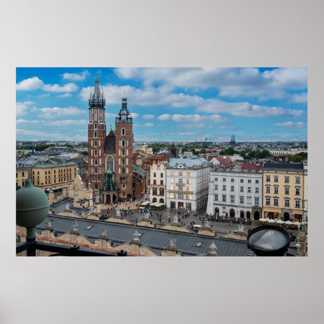 Poster Centre-ville de Cracovie d'en haut en Pologne (Devant)