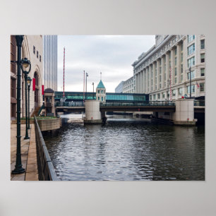 Poster centre-ville de milwaukee riverfront et architectu