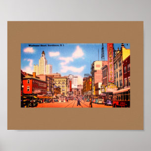 Poster Centre-ville de Providence, RI photo Vintage