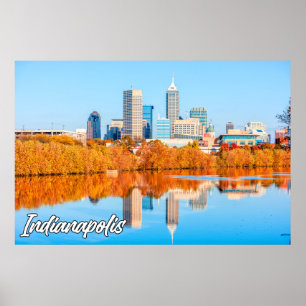 Poster Centre-ville d'Indianapolis, Indiana, États-Unis
