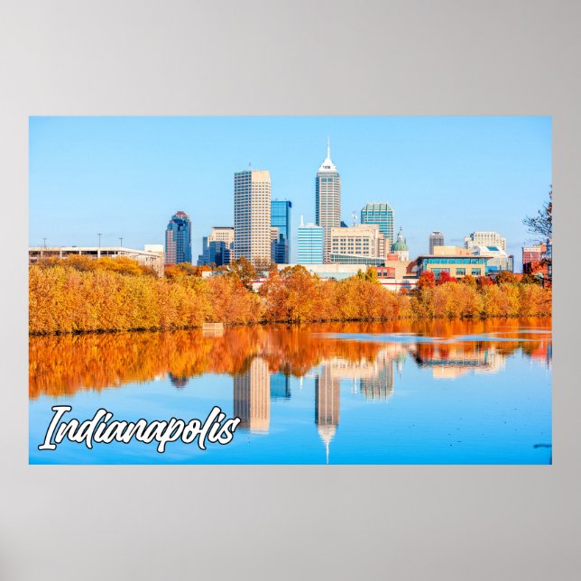 Poster Centre-ville d'Indianapolis, Indiana, États-Unis (Devant)