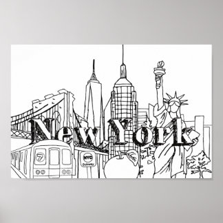 Poster Centre-ville NYE New York Vacances Souvenirs NYC C