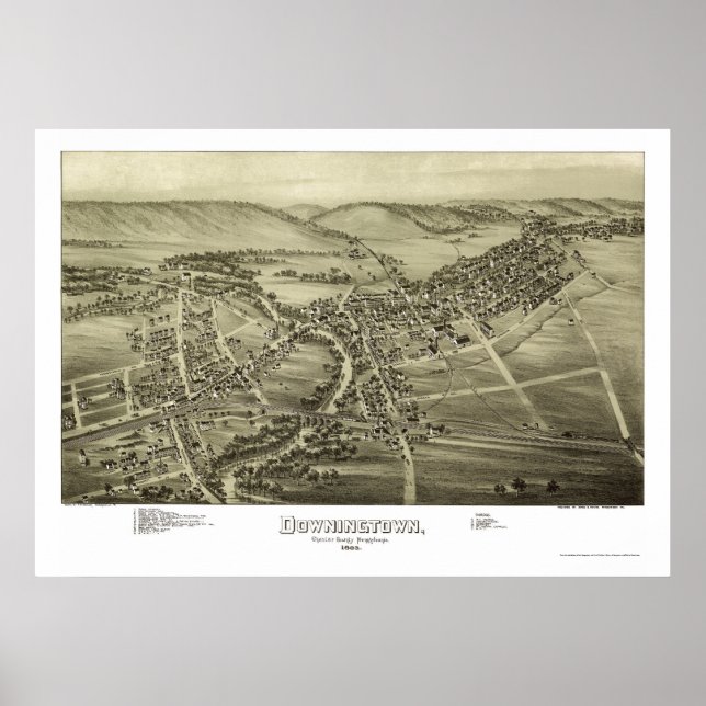 Poster Centre-ville, PA Carte panoramique - 1893 (Devant)