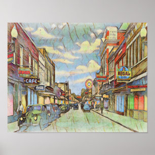 Poster Centre-ville vintage Biloxi