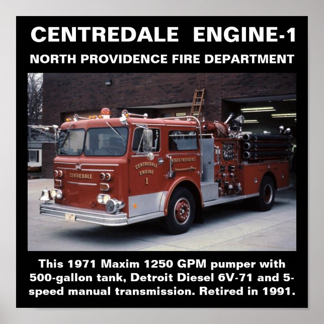 Poster Centredale Engine-1 North Providence FD Imprimer (Devant)