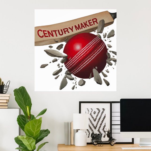 Poster Century Maker Cricket Bat et Ball Sports (Créateur téléchargé)