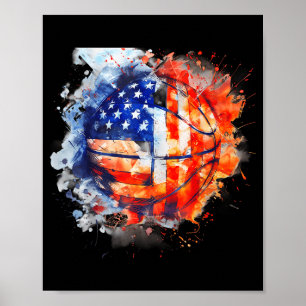 Poster Cerceau de baseball aquarelle Usa Aamerica