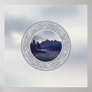 Poster Cercle celtique Lac Misty Mountain Art écossais