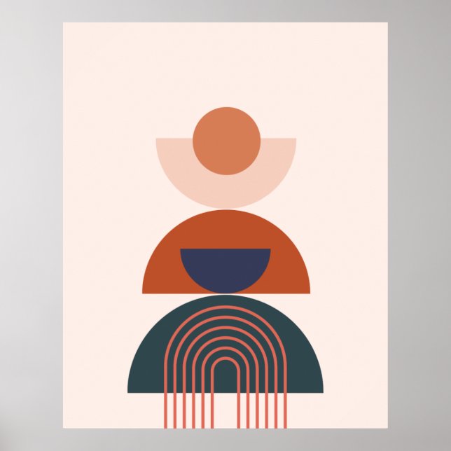 Poster Cercle d'arc bleu de ton Abstrait de la Terre géom (Devant)