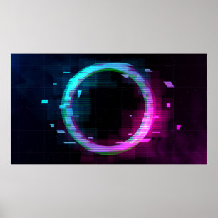 Poster Cercle de jachère à ondes vapeur Synthwave avec b