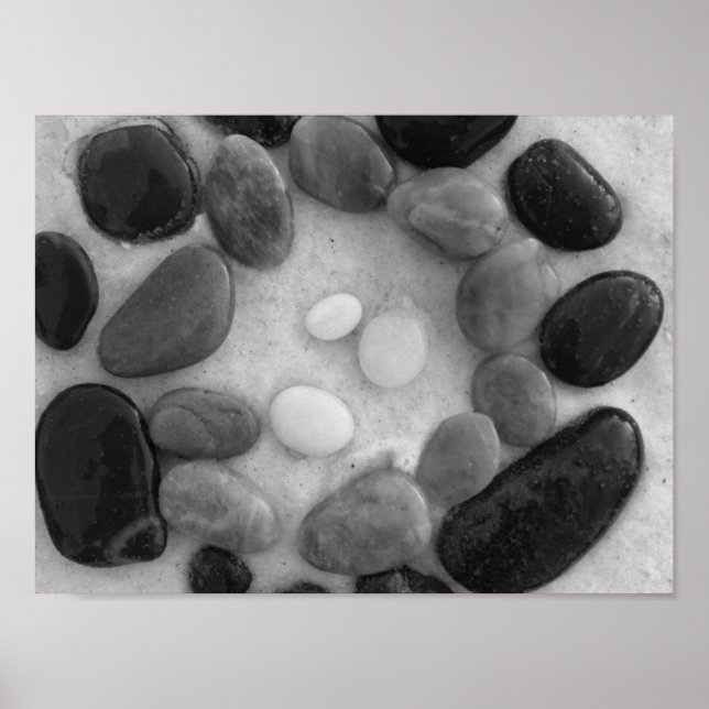 Poster Cercle de noir, gris et blanc (Devant)