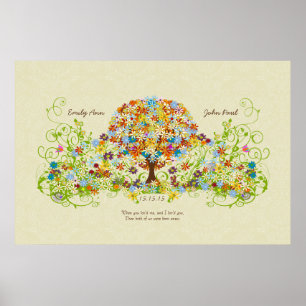 Poster Cercle forestier enchanté de l'arbre Mariage d'amo