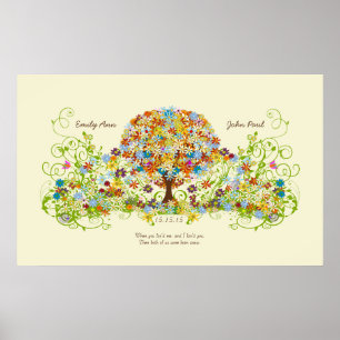 Poster Cercle forestier enchanté de l'arbre Mariage d'amo