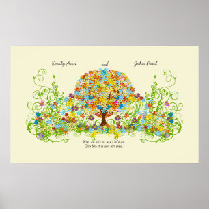 Poster Cercle forestier enchanté de l'arbre Mariage d'amo
