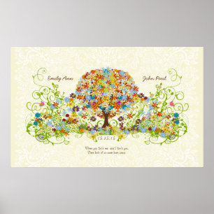 Poster Cercle forestier enchanté de l'arbre Mariage d'amo