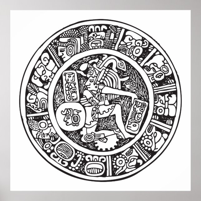 Poster Cercle maya, hiéroglyphe mexicain(Maya) (Devant)