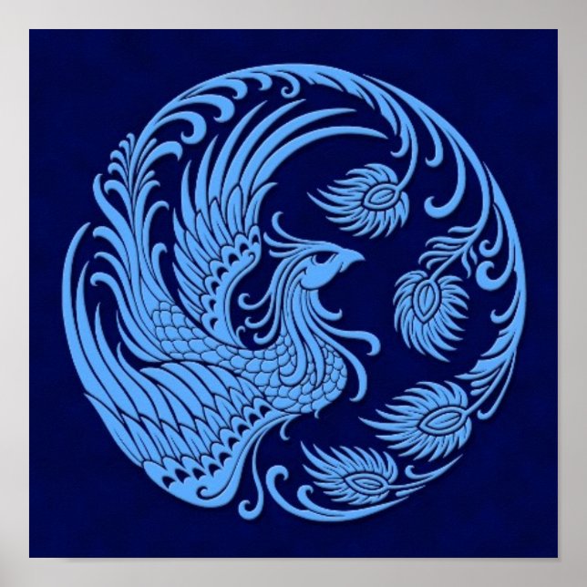 Poster Cercle Phoenix bleu traditionnel (Devant)