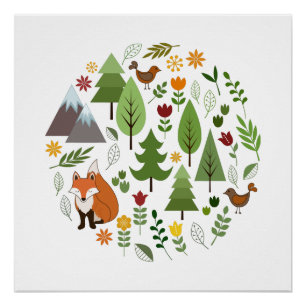 Poster Cercle scandinave d'illustrations de style