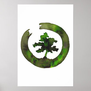 Poster Cercle Vert Enso Bonsai
