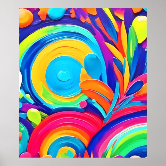 Poster Cercles Abstraits colorés Peinture (Devant)