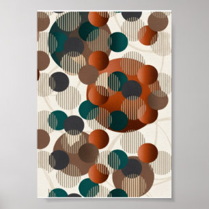 Poster Cercles Abstraits Géométriques Marron Et Bleu Mode