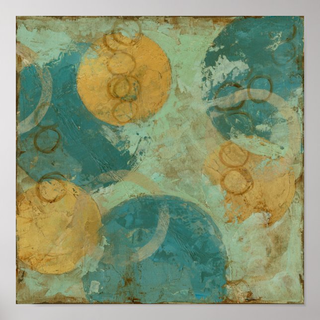 Poster Cercles bleus et jaunes (Devant)