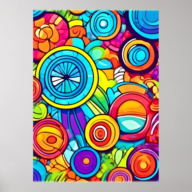 Poster Cercles colorés Art Abstrait (Devant)