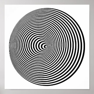Poster Cercles concentrés noirs et blancs Hypnotiques