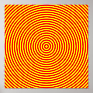 Poster Cercles concentrés rouges et jaunes