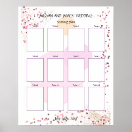 Poster Cercles Confetti Roses Vide Plan de siège 12Table