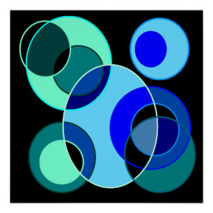Poster Cercles croisés bleus et verts