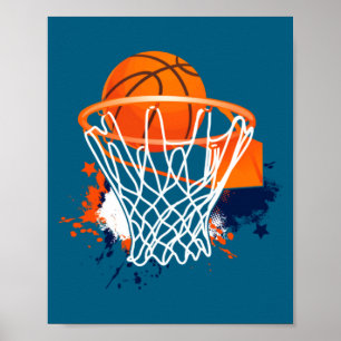 Poster Cercles de Basketball Joueur Entraîneur de Basketb