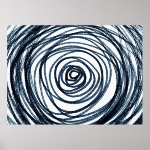 Poster Cercles dessinés à la main motif en spirale avec f