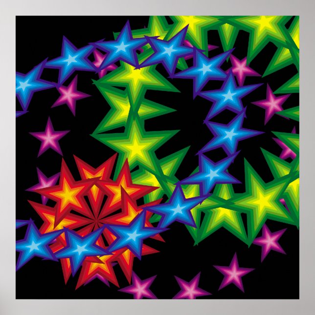 Poster cercles d'étoiles vives (Devant)