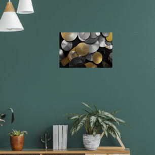 Poster Cercles géométriques modernes en or et argent