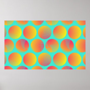 Poster cercles graphiques sans couture motif en orange bl