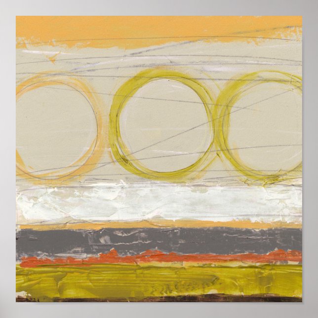 Poster Cercles jaunes et orange sur Arrière - plan multic (Devant)