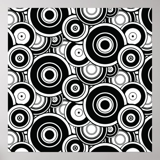 Poster Cercles noirs et blancs (Devant)