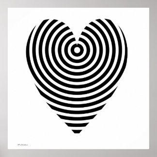 Poster Cercles noirs et blancs Coeur