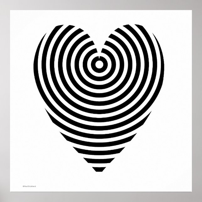 Poster Cercles noirs et blancs Coeur (Devant)