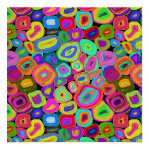 Poster Cercles peints d'huile Abstraite funky