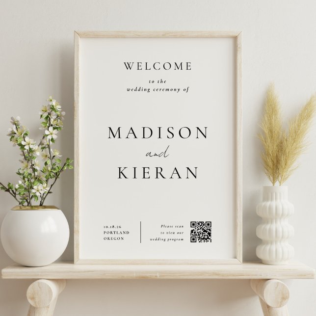 Poster Cérémonie de bienvenue du mariage Code QR (Créateur téléchargé)