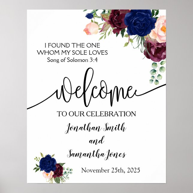 Poster Cérémonie de bienvenue mariage marine bordeaux sig (Devant)