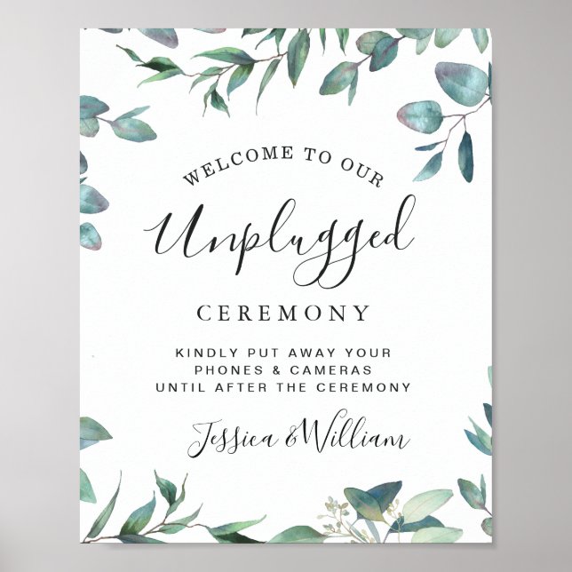 Poster Cérémonie de Mariage de l'Eucalyptus aquarelle déb (Devant)