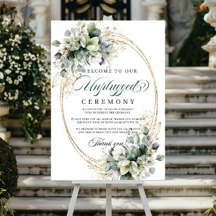 Poster Cérémonie de mariage débranchée avec verdure aquar