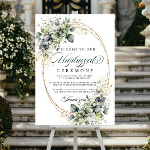 Poster Cérémonie de mariage débranchée vert sauge aquarel