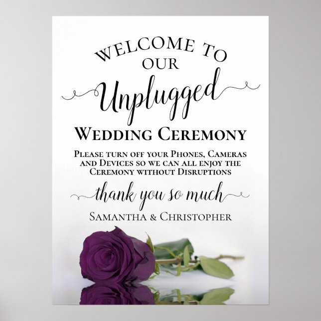 Poster Cérémonie de Mariage Plum Purple Rose Chic Unplugg (Devant)