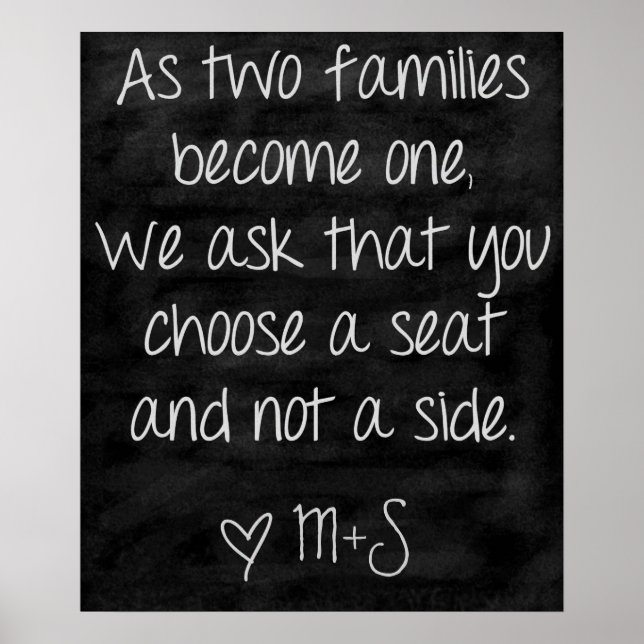 Poster Cérémonie de mariage Signe Choisir un siège non pa (Devant)